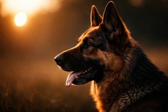 Side silhouette of a German Shepherd breed head