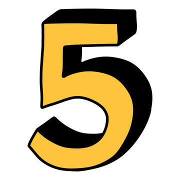 illustration of the number five,hand drawn 