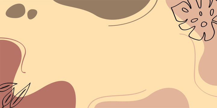 Hand-drawn Abstract Organic Shape Background in Earthy Tones with Minimalist Line Art