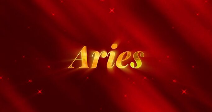 Aries text - Background Red with Golden Text concept Elegant background