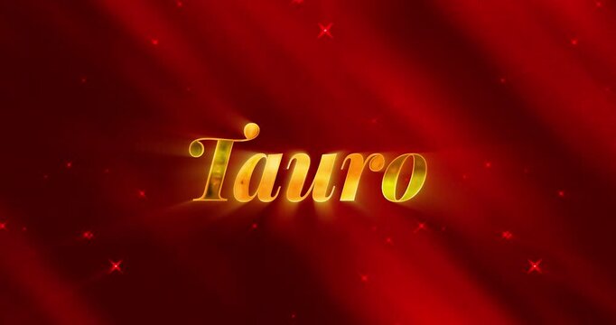 Tauro text - Background Red with Golden Text concept Elegant background