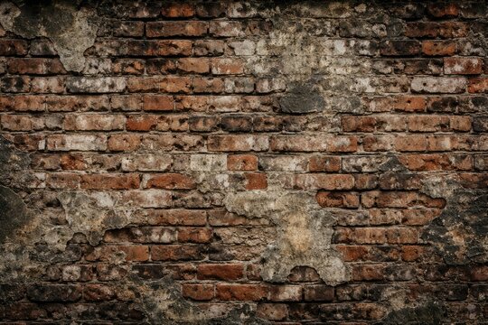 Worn out brick block wall displaying faded grunge character