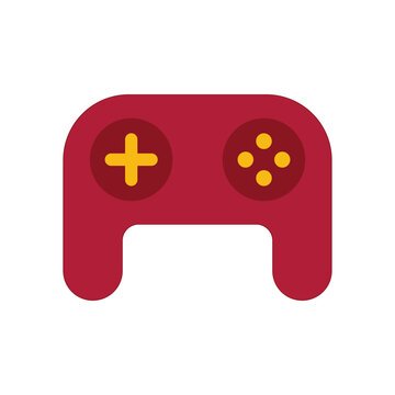 Game controller joystick in flat style, video game entertainment device illustration isolated on white.