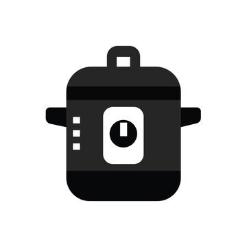 Electric pressure cooker appliance in flat style, kitchen cooking device illustration isolated on white background.
