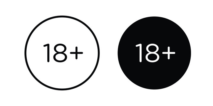 18 Plus icon illustration design vector set in black.