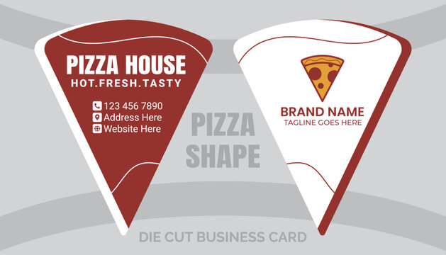 Creative Pizza Slice Shaped Die-Cut Business Card Template for Pizzerias and Fast Food Restaurants