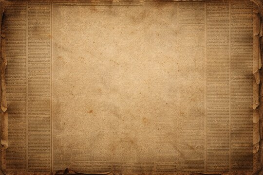 worn vintage newspaper paper backdrop with visible grain and copy space