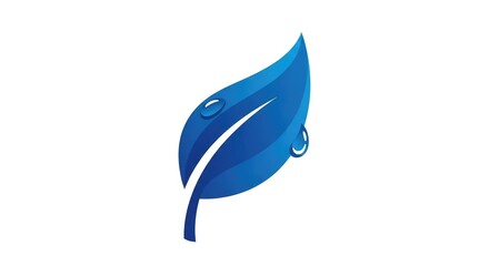 Obraz premium Blue Leaf Water Drop Logo Design Vector Illustration Premium Stock Photo