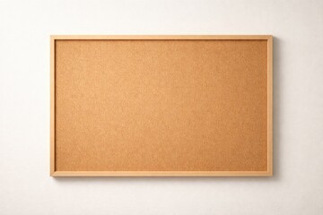Fototapeta premium Minimal light backdrop displaying an empty wooden cork board with generous copy space