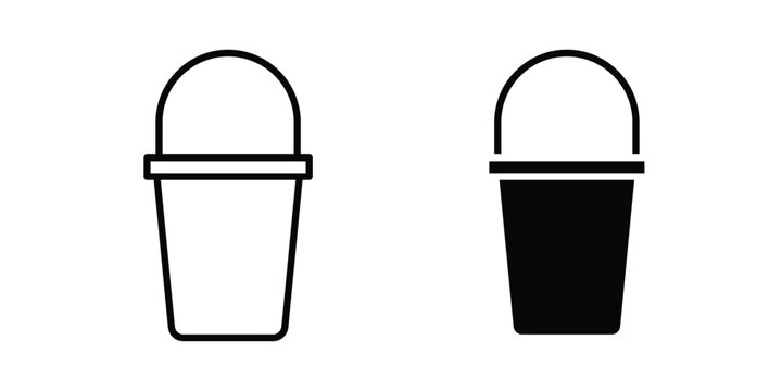 Bucket icon illustration design vector set in black.