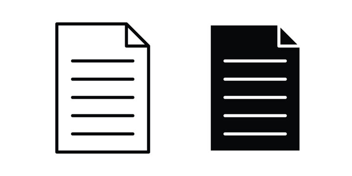 Document icon illustration design vector set in black.
