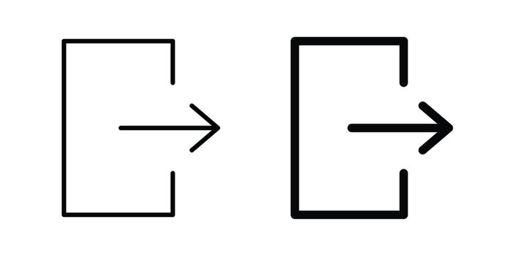 Exit icon illustration design vector set in black.