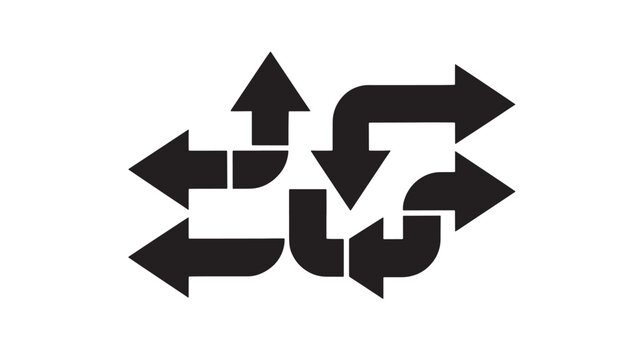 Confusing Directional Arrows On White Background For Business Concept Illustrations