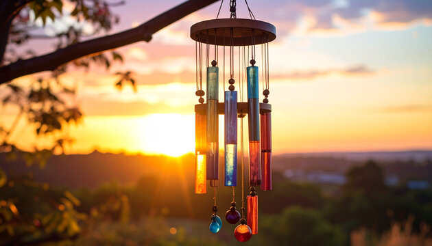 Wind Chimes at Golden Sunset