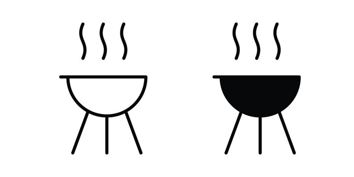 Grill icon illustration design vector set in black.