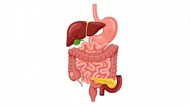 Human Digestive System Anatomy Animation. 4K Video
