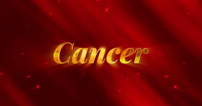 Cancer text - Background Red with Golden Text concept Elegant background