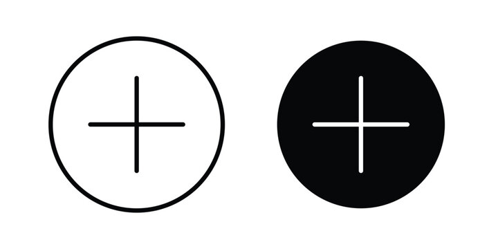 Plus icon illustration design vector set in black.