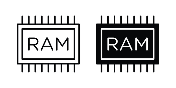 Ram memory icon illustration design vector set in black.