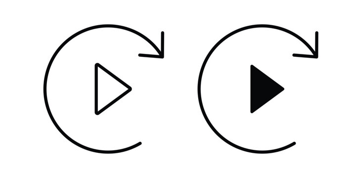 Replay icon illustration design vector set in black.