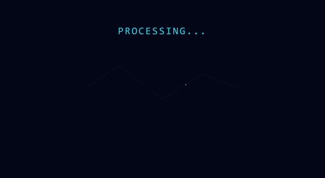 Digital processing loading bar animation with moving data graph animation