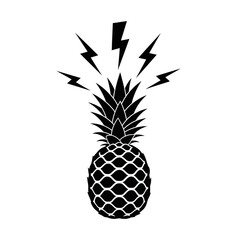 Obraz premium Pineapple with Lightning Bolts Icon, Tropical Fruit with Electric Energy Symbol, Vector Art