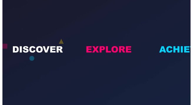 Discover explore achieve motivational typography motion animation