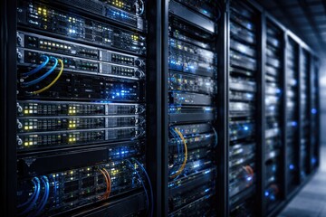 Naklejka premium Server hardware supporting network infrastructure in data room