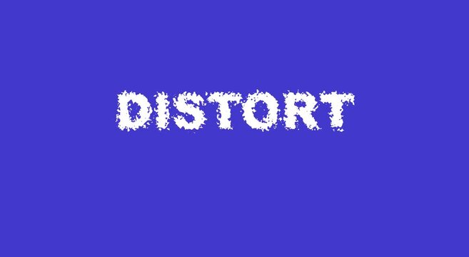 Distort text effect animation with glitch style on blue animation