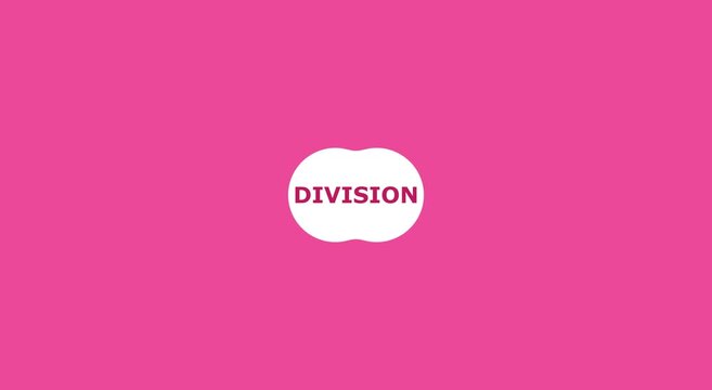 Division text animation on pink animation background, for modern