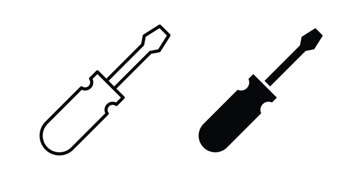 Screwdriver icon illustration design vector set in black.