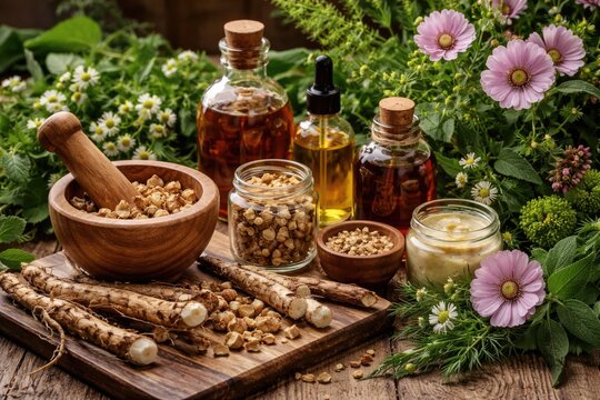 Organic remedies derived from wild herbs combined with althea roots