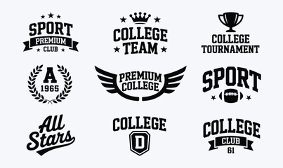 Fototapeta premium Vintage College Sport and Academic Club Badge Collection with Retro Varsity Logo Designs