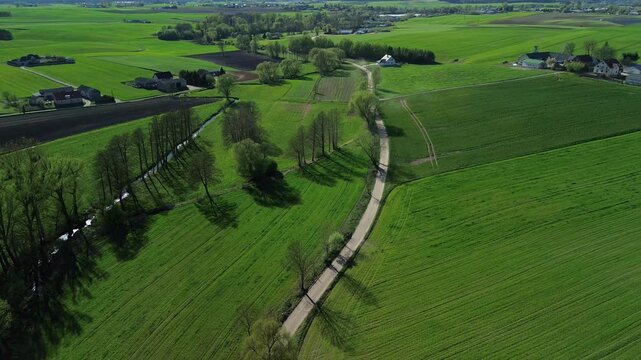 Aerial View of Rural Farmland and Country Road &ndash; 4K ProRes