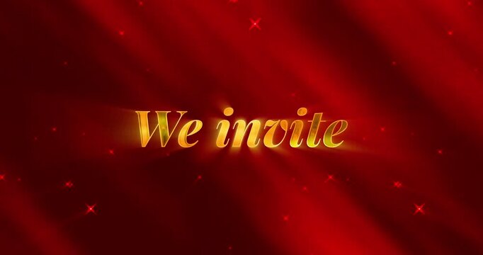 We invite text - Background Red with Golden Text concept Elegant background