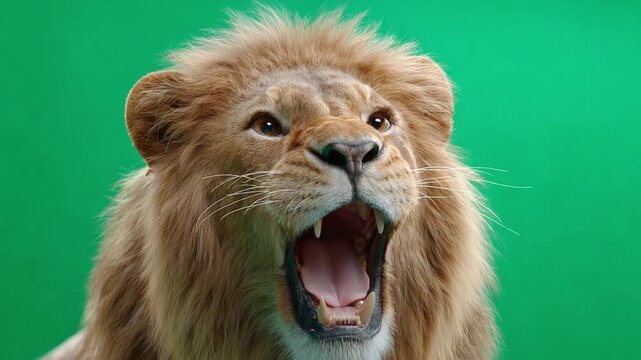 Roaring Lion: A majestic lion roars, showcasing its powerful presence. The vibrant image captures the essence of the king of the jungle.