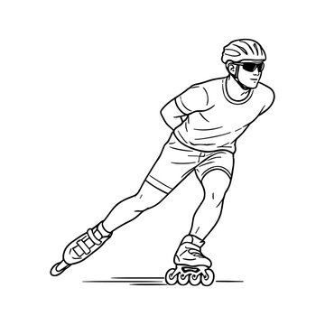 Inline speed skating icon outline vector illustration