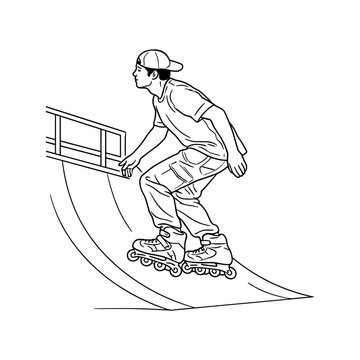 Aggressive inline skating ramp icon outline vector illustration