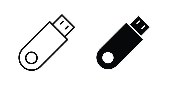 Usb icon illustration design vector set in black.