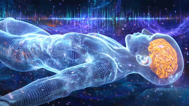 human body sleeping with brain activity