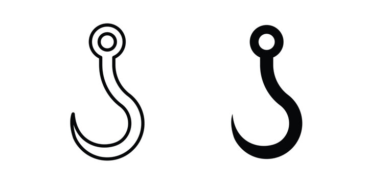 Winch hook icon illustration design vector set in black.