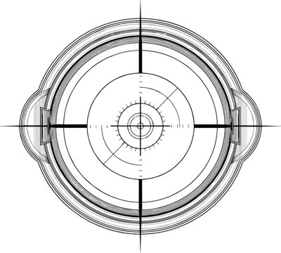 Isolated a realistic Sniper scope crosshairs in realistic style. Optical sight for your project. GUI element. Vector gaming template. Military and weapon. with white background..
