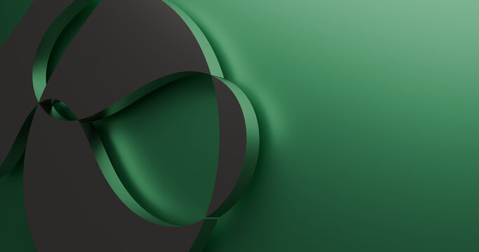 3d render abstract curved metal object on green background wallpaper