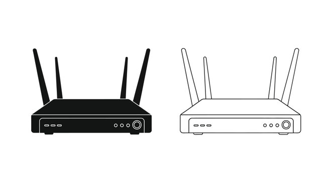 router icon black and white with antennas