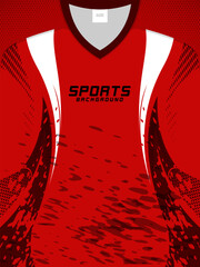 Red Sports Jersey Design Template with Abstract Grunge Pattern © Ka Rang