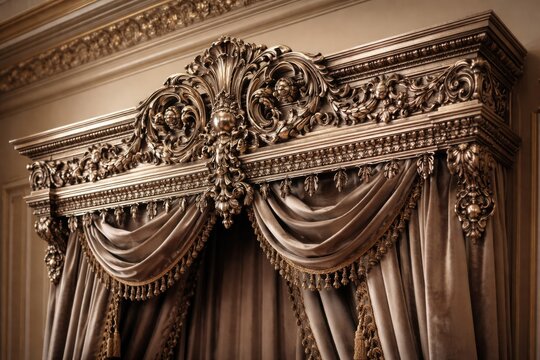 Sophisticated metal cornice with intricate ornamentation for elegant interior spaces