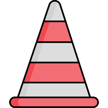 Traffic Cone Icon &ndash; Colored Outline Road Safety Symbol for Construction and Warning Zones
