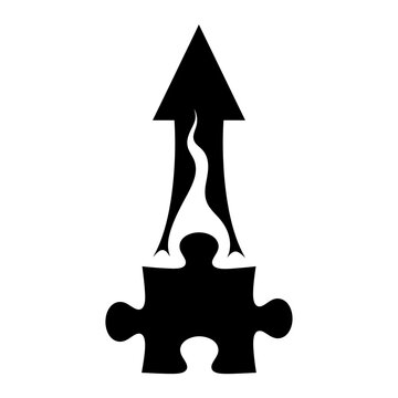 Puzzle Piece Ignites Growth Arrow, Symbolizing Innovation and Progress
