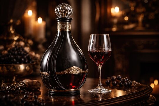 Sophisticated red wine aged to perfection in an ebony vessel