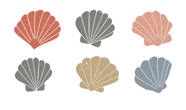 Coastal shells and beach elements set in neutral earthy tones minimalist ocean illustration